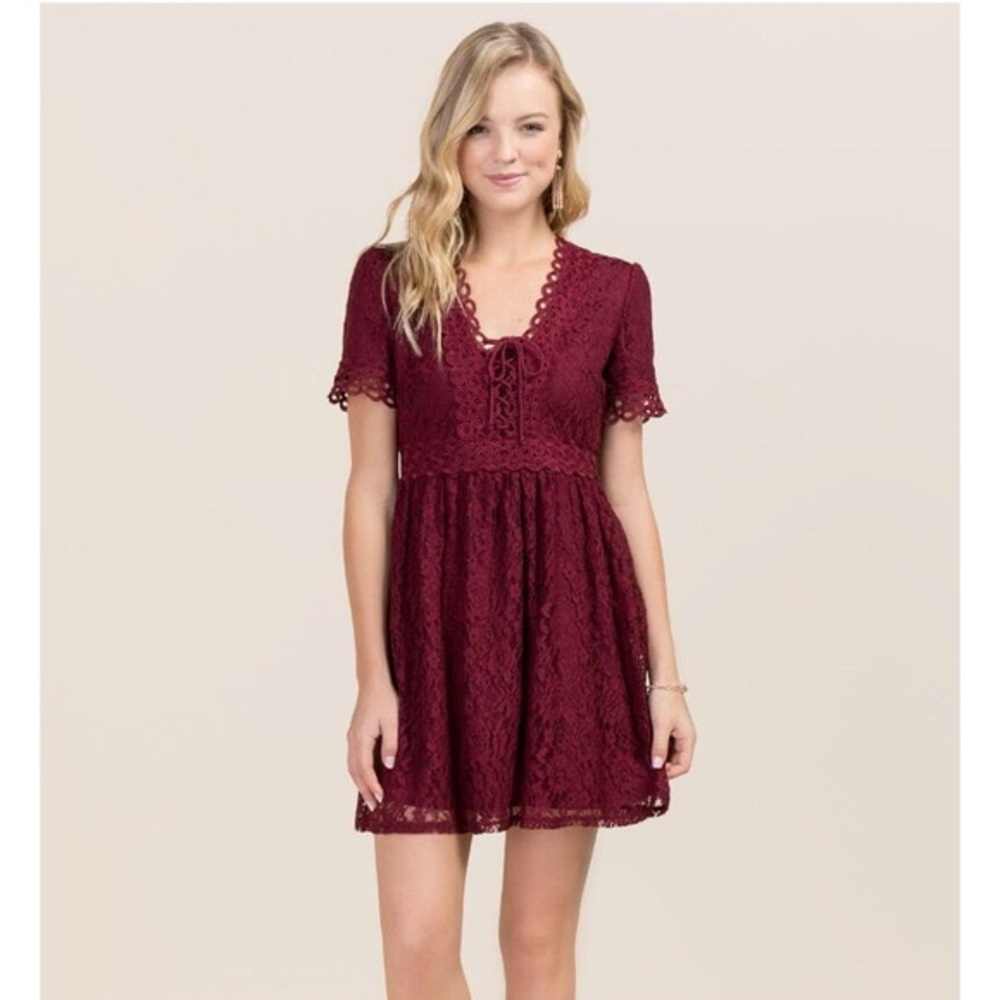 Francesca’s Burgundy Red Lace Dress